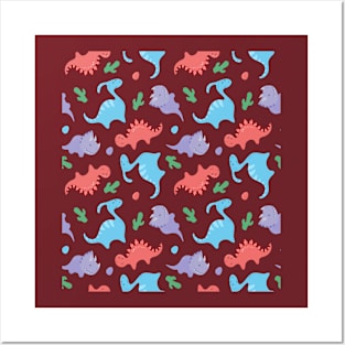 Cute pattern with dinosaurs Posters and Art